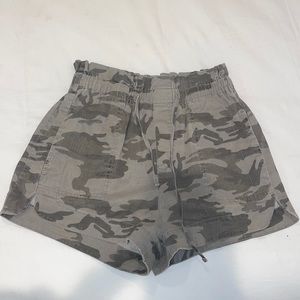 Camo drawstring paper bag shorts